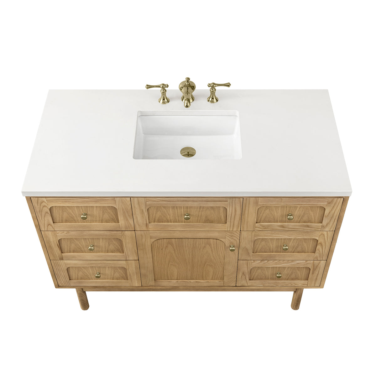 Renovate for Less Atlanta Laurent 48" Single Vanity, Light Natural Oak w/ 3 CM White Zeus Top