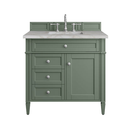Renovate for Less Atlanta Brittany 36" Single Vanity, Smokey Celadon w/ 3 CM Victorian Silver Top