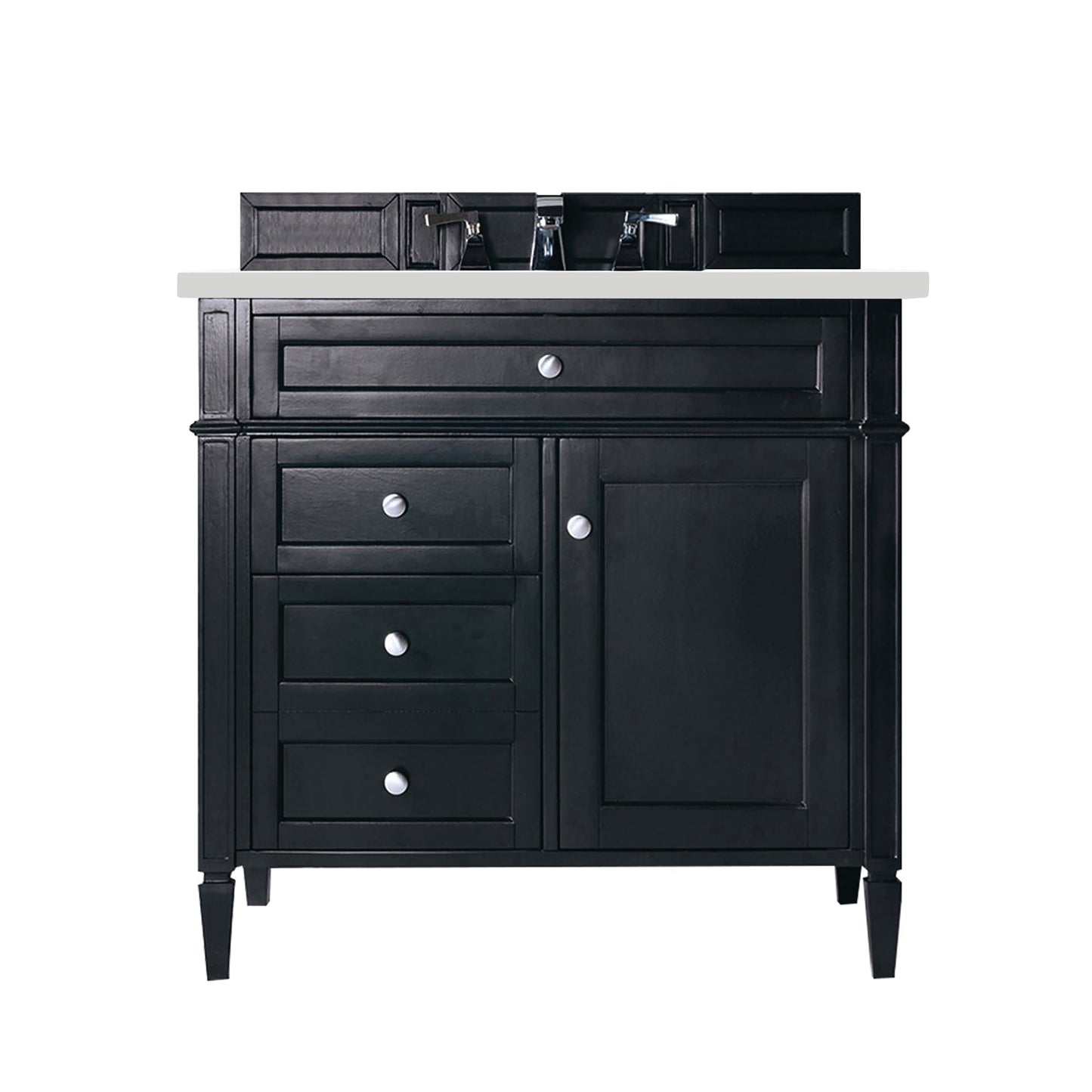 Renovate for Less Atlanta Brittany 36" Single Vanity, Black Onyx w/ 3 CM White Zeus Silestone Top