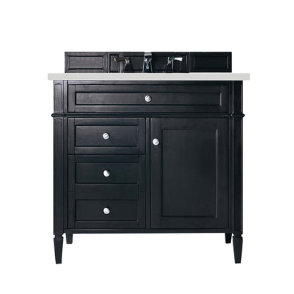 Renovate for Less Atlanta Brittany 36" Single Vanity, Black Onyx w/ 3 CM White Zeus Silestone Top