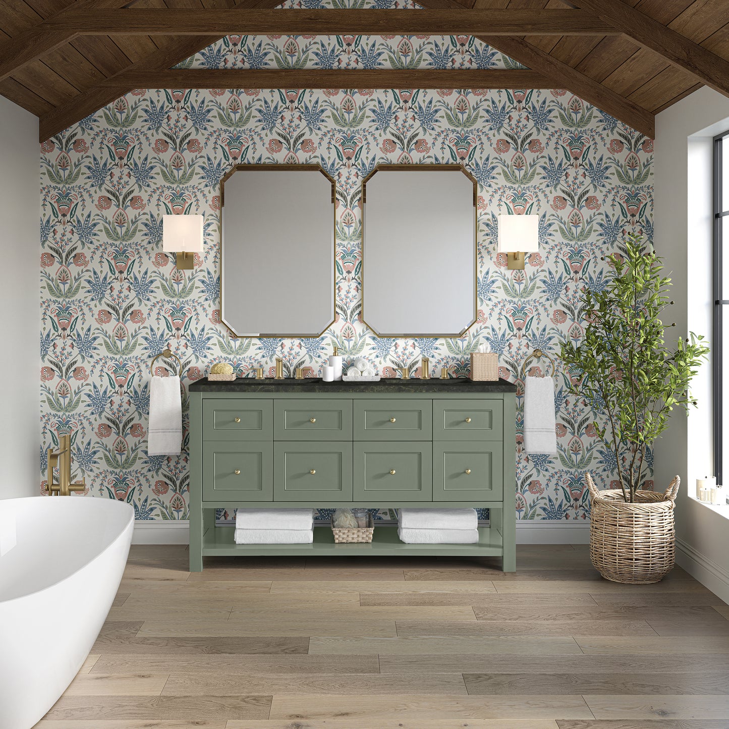 Renovate for Less Atlanta Breckenridge 60" Double Vanity, Smokey Celadon, w/ 3 CM Phantome Eclos Top