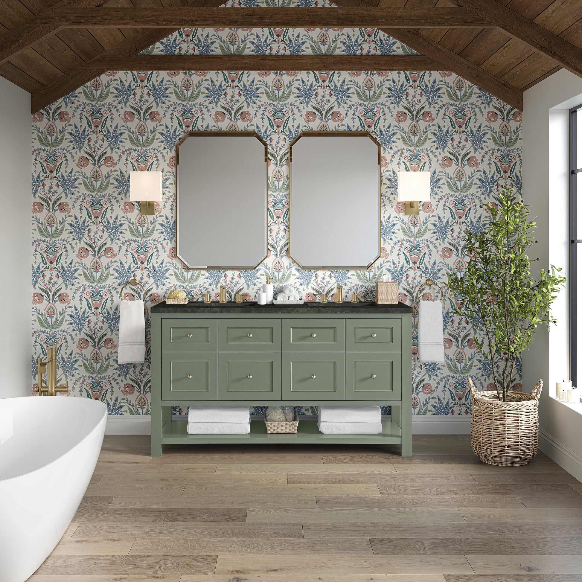 Renovate for Less Atlanta Breckenridge 60" Double Vanity, Smokey Celadon, w/ 3 CM Phantome Eclos Top