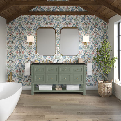 Renovate for Less Atlanta Breckenridge 60" Double Vanity, Smokey Celadon, w/ 3 CM Phantome Eclos Top