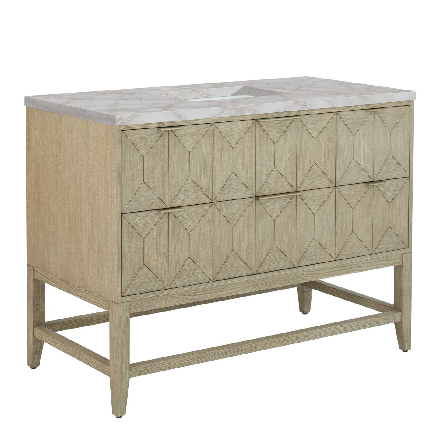 Renovate for Less Atlanta Emmeline 48" Single Vanity, Pebble Oak w/ 3 CM Victorian Silver Silestone Top