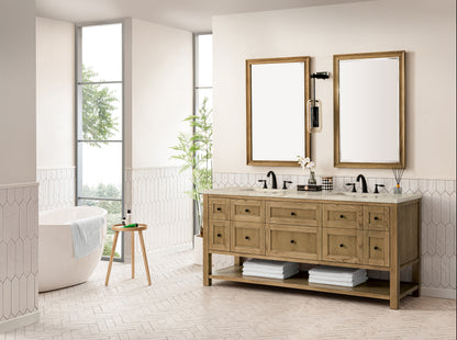 Renovate for Less Atlanta Breckenridge 72" Double Vanity, Light Natural Oak, w/ 3 CM Tajnar Eclos Top