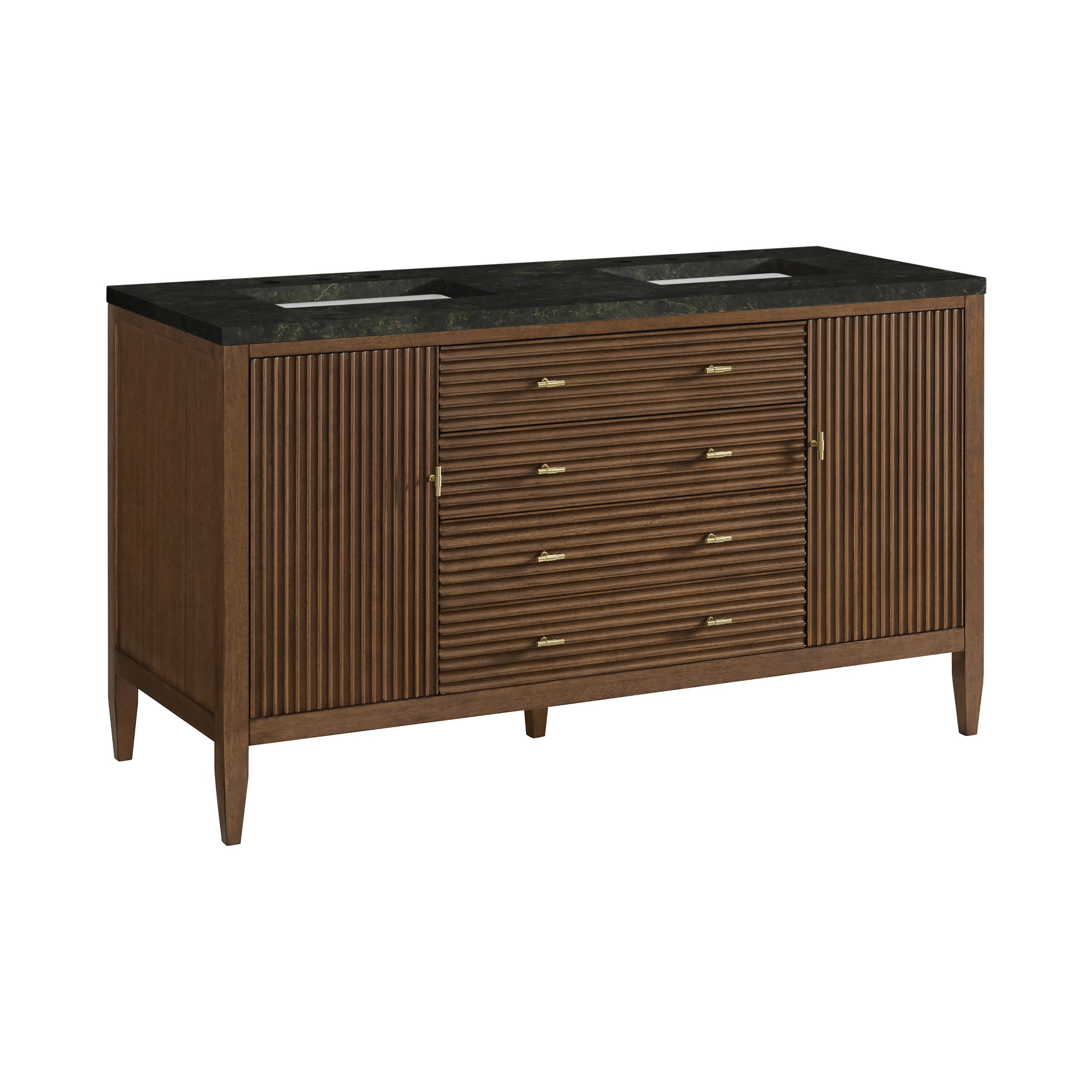 Renovate for Less Atlanta Myrrin 60" Double Vanity, Mid Century Walnut, w/ 3 CM Phantome Eclos Top