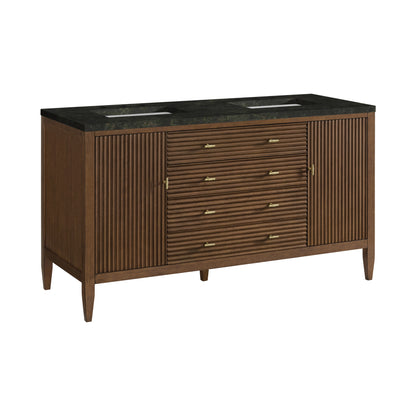 Renovate for Less Atlanta Myrrin 60" Double Vanity, Mid Century Walnut, w/ 3 CM Phantome Eclos Top