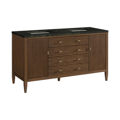 Myrrin 60" Double Vanity, Mid Century Walnut, w/ 3 CM Phantome Eclos Top