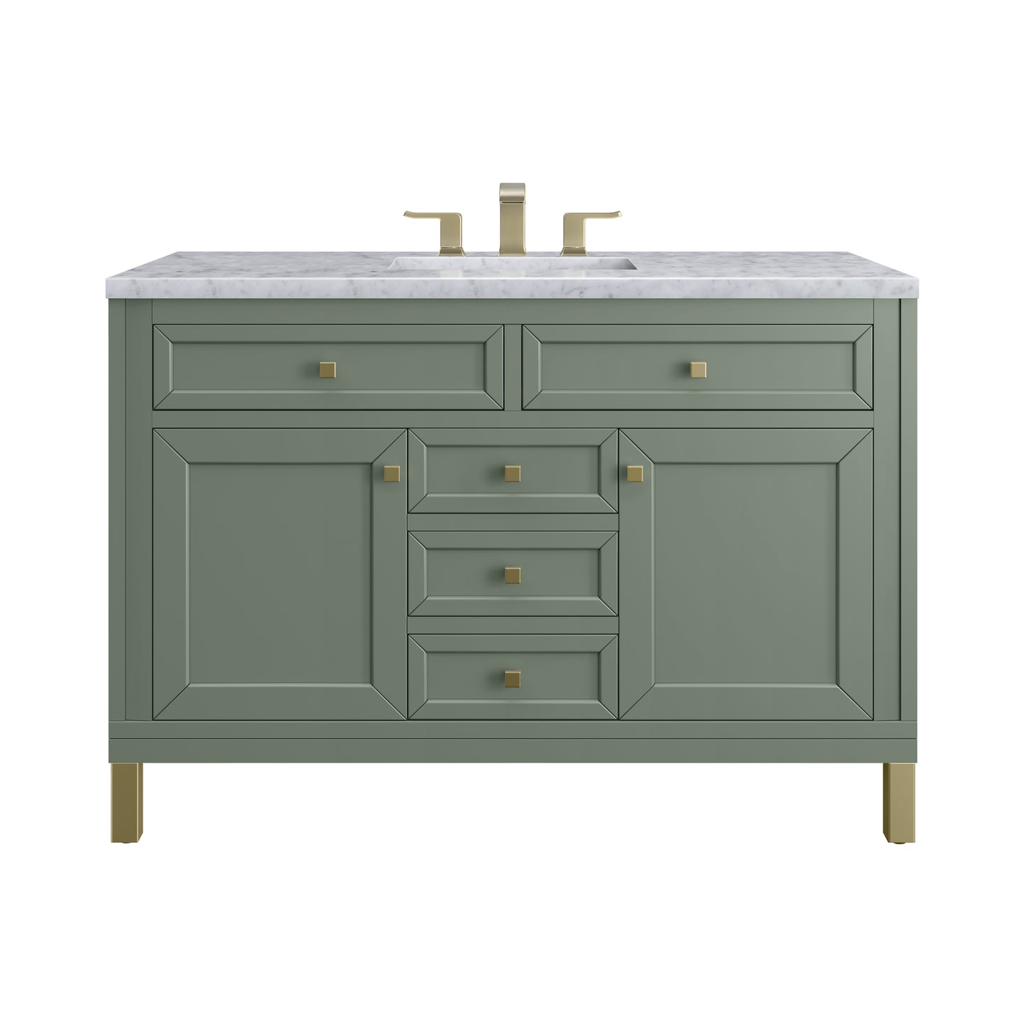 Renovate for Less Atlanta Chicago 48" Single Vanity, Smokey Celadon, w/ 3 CM Carrara Marble Top
