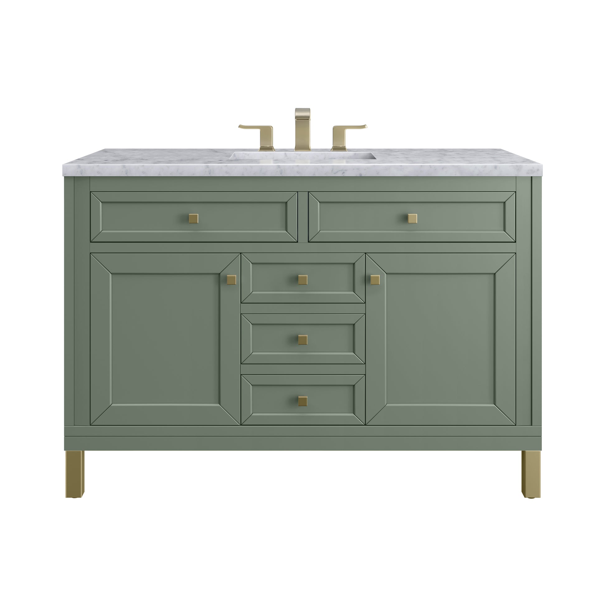 Renovate for Less Atlanta Chicago 48" Single Vanity, Smokey Celadon, w/ 3 CM Carrara Marble Top