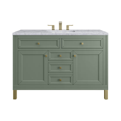 Renovate for Less Atlanta Chicago 48" Single Vanity, Smokey Celadon, w/ 3 CM Carrara Marble Top