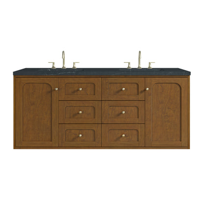 Renovate for Less Atlanta Laurent 60" Double Vanity, Honey Oak w/ 3 CM Charcoal Soapstone Silestone Top