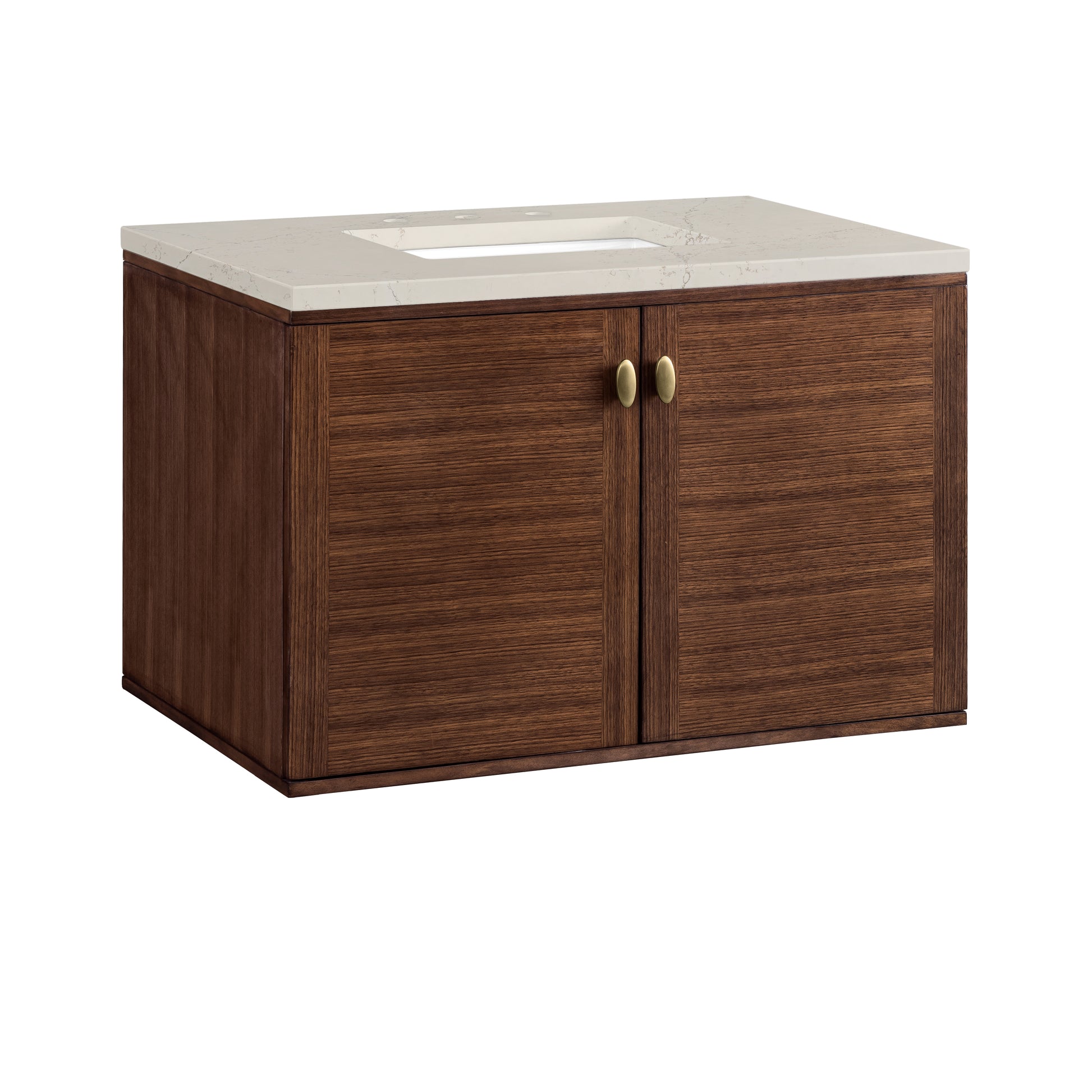 Renovate for Less Atlanta Amberly 36" Single Vanity, Mid-Century Walnut, w/ 3 CM Siberian Silestone Top