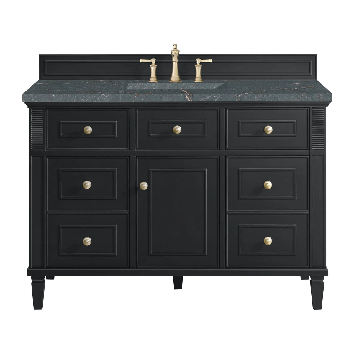 Lorelai 48" Single Vanity, Black Onyx w/ 3 CM Parisien Bleu Silestone Top w/FreePower Wireless Charger