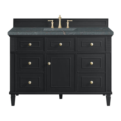 Lorelai 48" Single Vanity, Black Onyx w/ 3 CM Parisien Bleu Silestone Top w/FreePower Wireless Charger