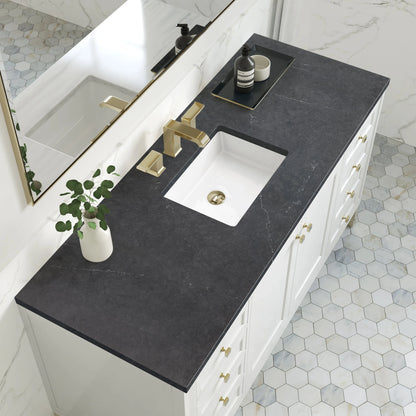 Chicago 60" Single Vanity, Glossy White, w/ 3 CM Charcoal Soapstone Silestone® Top