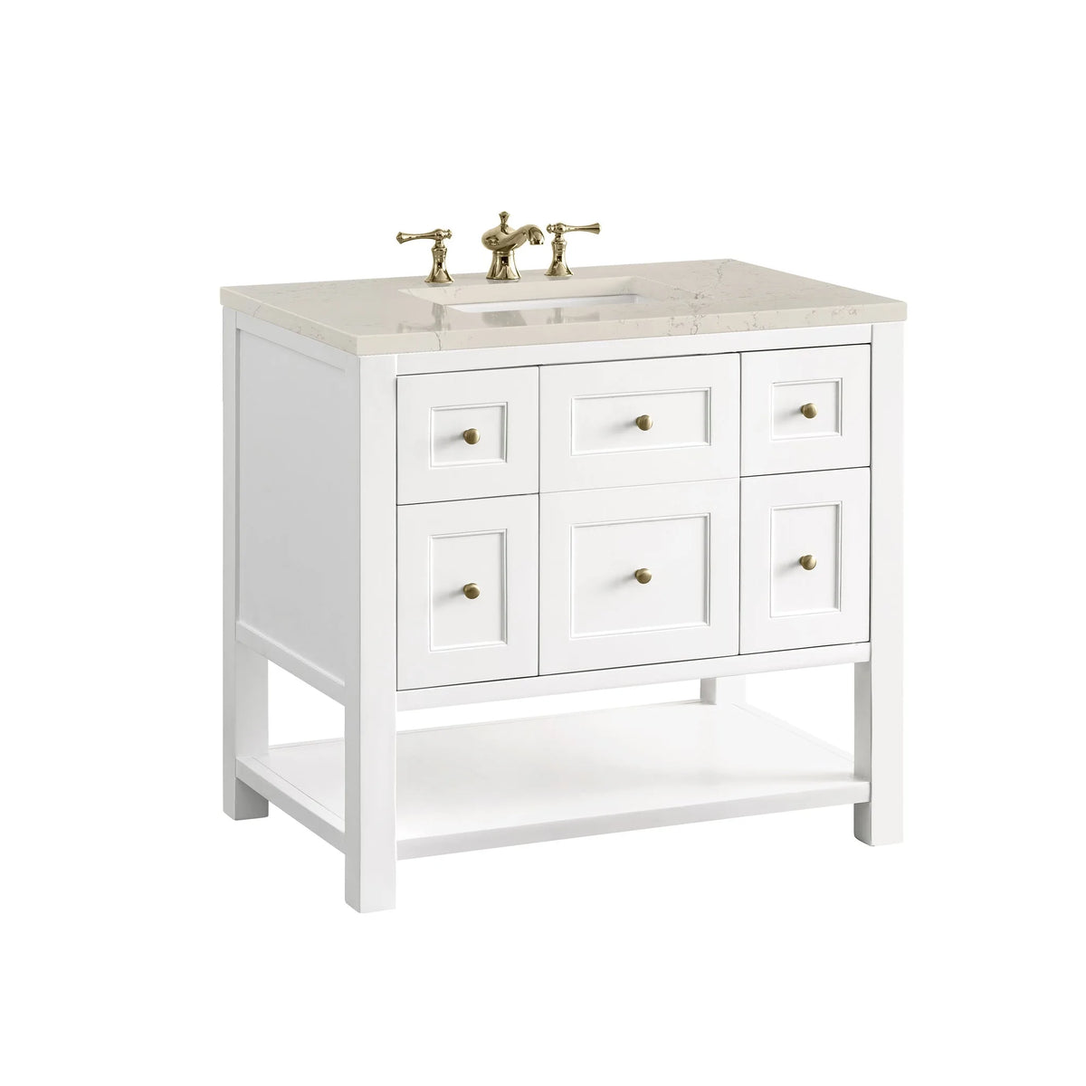 Breckenridge 36" Single Vanity, Bright White, w/ 3 CM Siberian Silestone Top