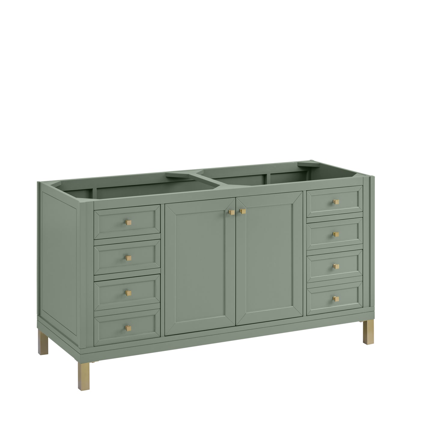 Renovate for Less Atlanta Chicago 60" Double Vanity, Smokey Celadon, w/ 3 CM Eternal Jasmine Pearl Silestone® Top
