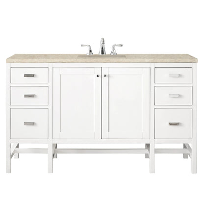 Addison 60" Single Vanity, Glossy White, w/ 3 CM Tajnar Eclos Top