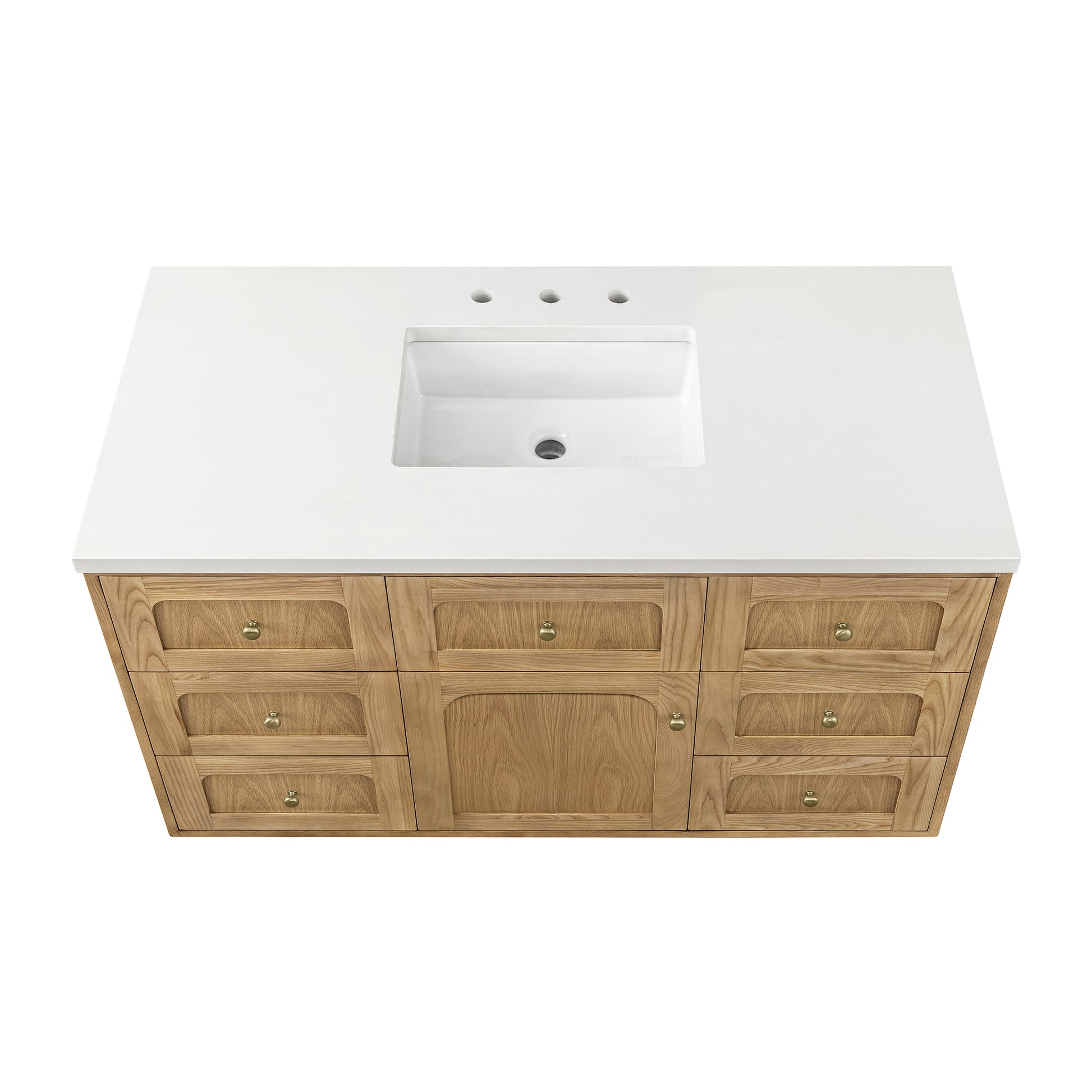 Renovate for Less Atlanta Laurent 48" Single Vanity, Light Natural Oak w/ 3 CM White Zeus Top