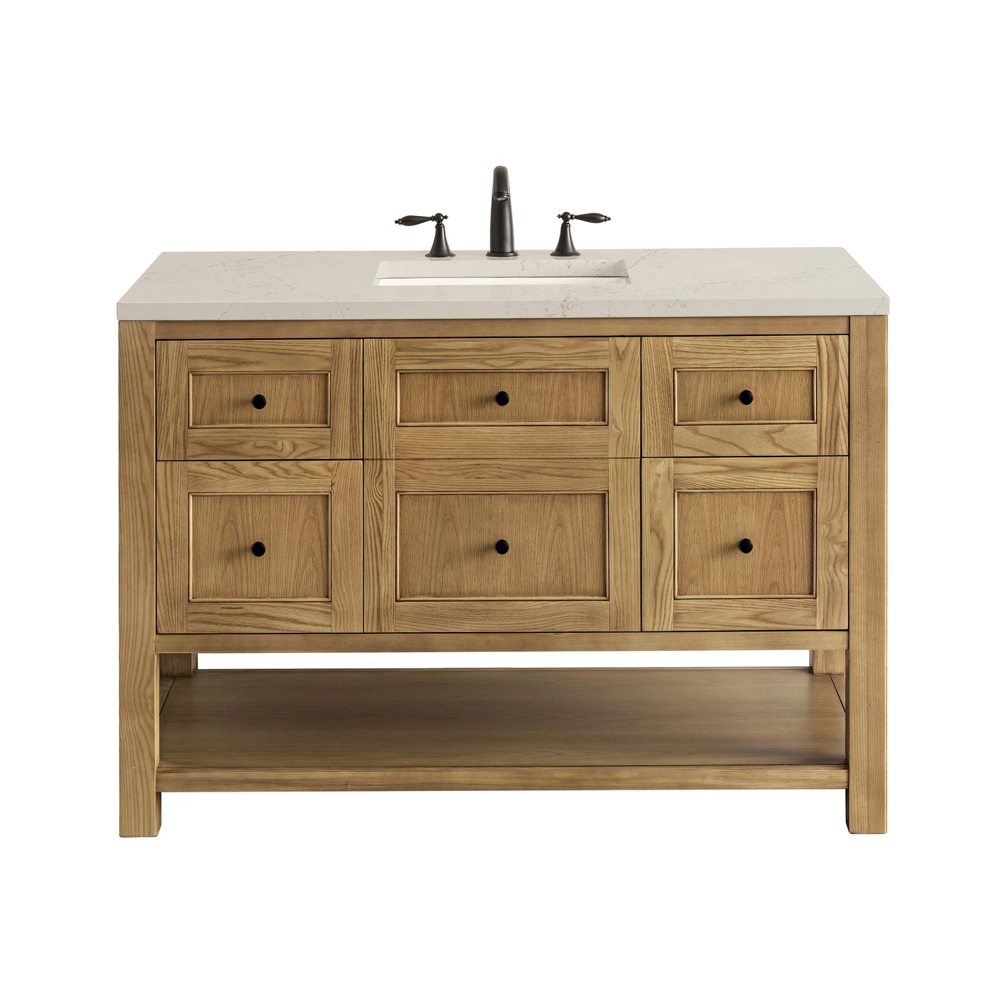 Renovate for Less Atlanta Breckenridge 48" Single Vanity, Light Natural Oak, w/ 3 CM Siberian Silestone Top