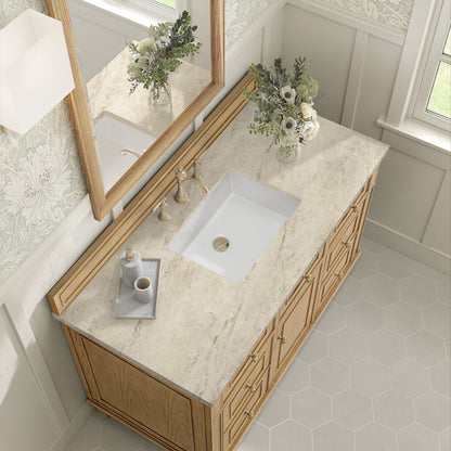 Renovate for Less Atlanta Lorelai 48" Single Vanity, Light Natural Oak, w/ 3 CM Tajnar Eclos Top