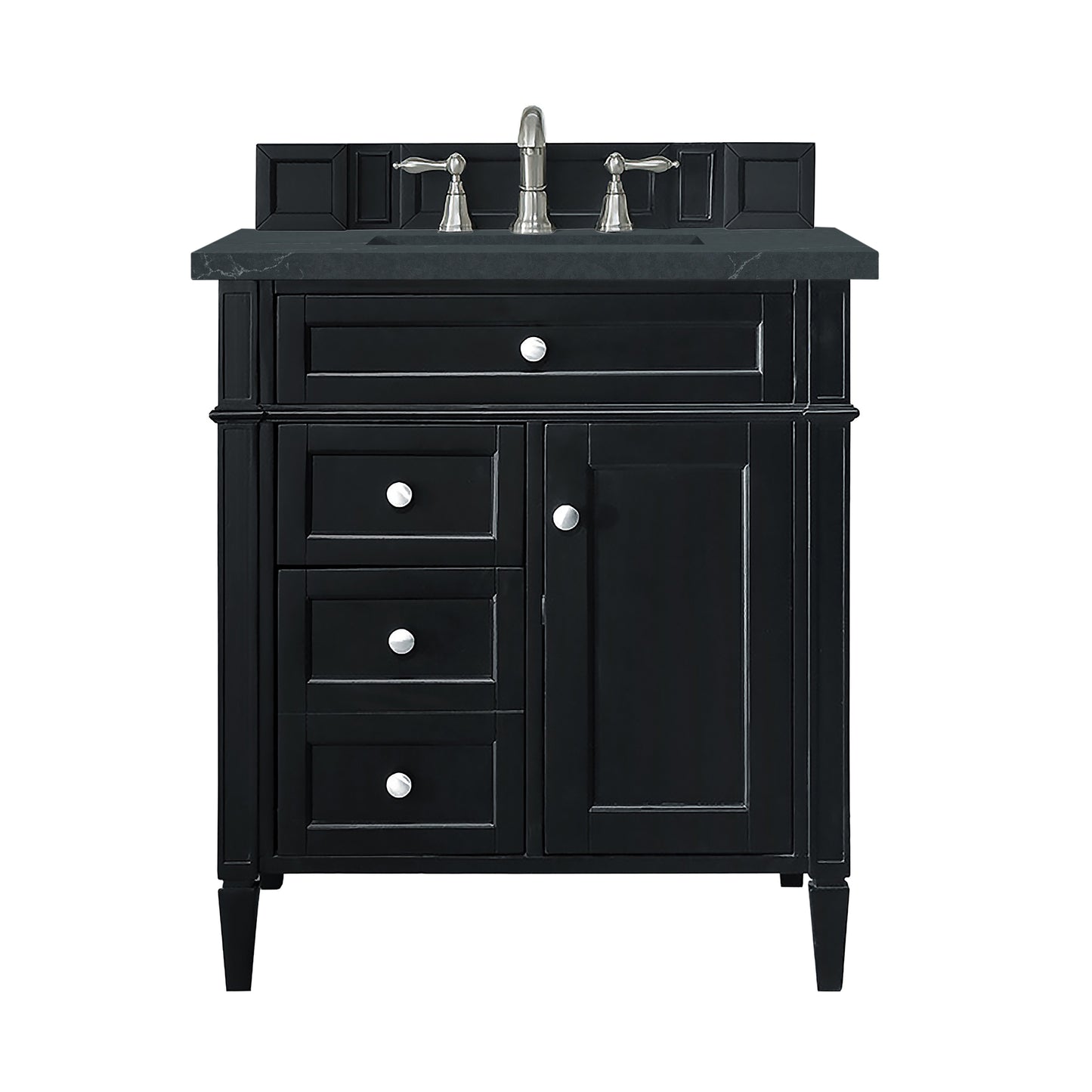 Renovate for Less Atlanta Brittany 30" Single Vanity, Black Onyx, w/ 3 CM Charcoal Soapstone Silestone Top