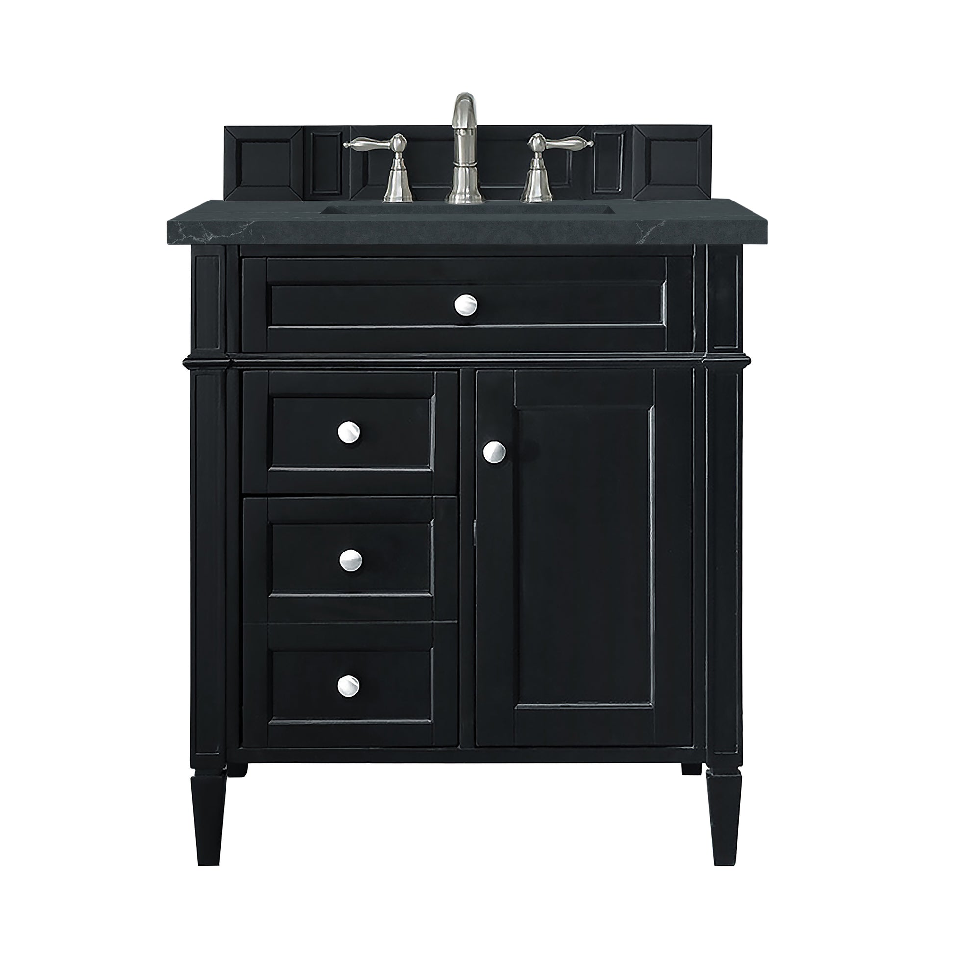 Renovate for Less Atlanta Brittany 30" Single Vanity, Black Onyx, w/ 3 CM Charcoal Soapstone Silestone Top