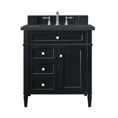 Renovate for Less Atlanta Brittany 30" Single Vanity, Black Onyx, w/ 3 CM Charcoal Soapstone Silestone Top