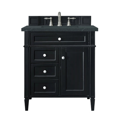 Brittany 30" Single Vanity, Black Onyx, w/ 3 CM Charcoal Soapstone Silestone Top