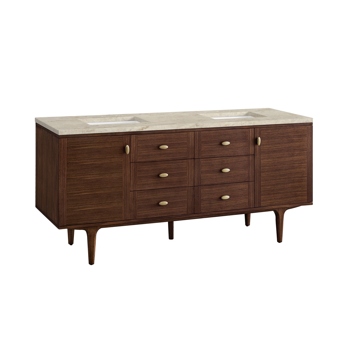 Renovate for Less Atlanta Amberly 72" Double Vanity, Mid-Century Walnut, w/ 3 CM Tajnar Eclos Top