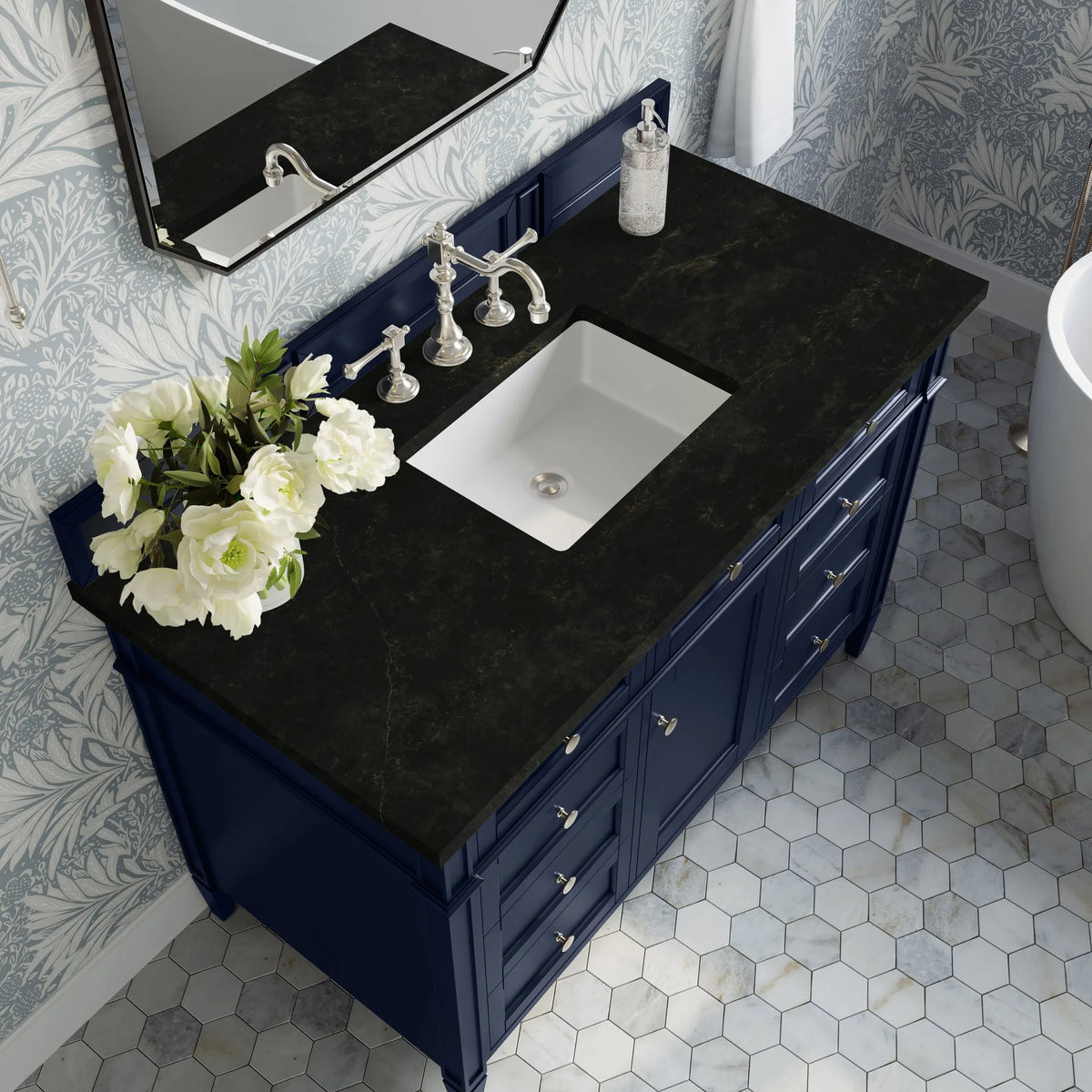 Brittany 48" Single Vanity, Victory Blue, w/ 3 CM Phantome Eclos Top