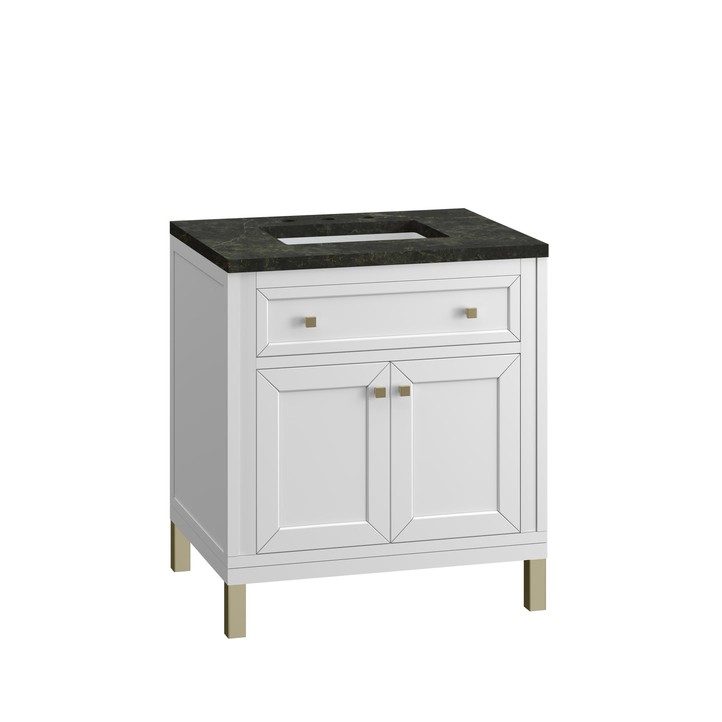 Renovate for Less Atlanta Chicago 30" Single Vanity, Glossy White, w/ 3 CM Phantome Eclos Top