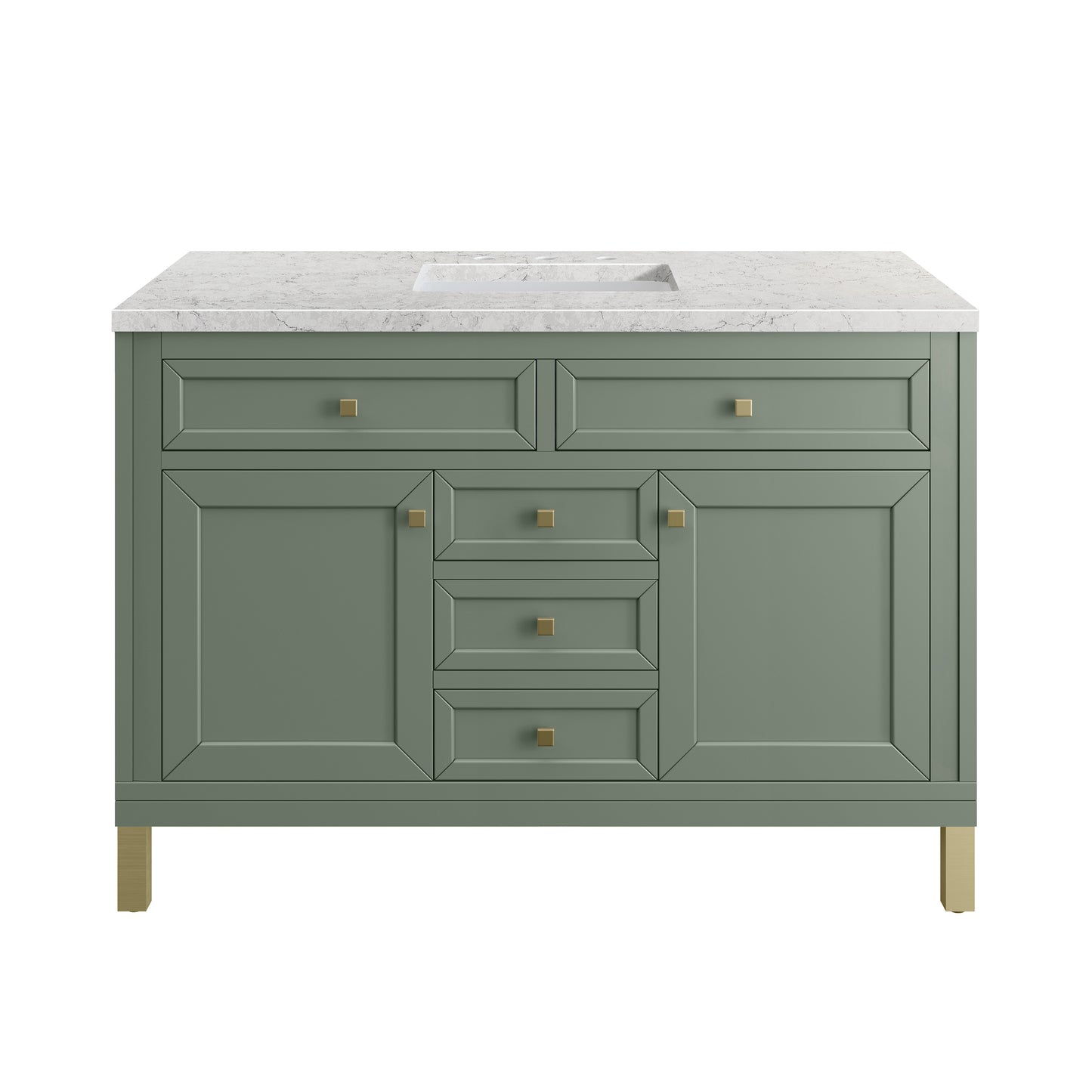 Renovate for Less Atlanta Chicago 48" Single Vanity, Smokey Celadon, w/ 3 CM Eternal Jasmine Pearl Silestone® Top w/FreePower Wireless Charger