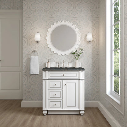 Bristol 30" Single Vanity, Bright White w/ 3 CM Parisien Bleu Silestone Top