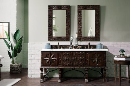 Balmoral 72" Antique Walnut Double Vanity w/ 3 CM Carrara Marble Top James Martin Vanities