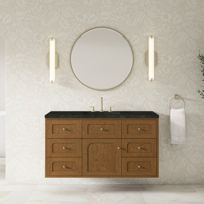 Renovate for Less Atlanta Laurent 48" Single Vanity, Honey Oak w/ 3 CM Phantome Eclos Top