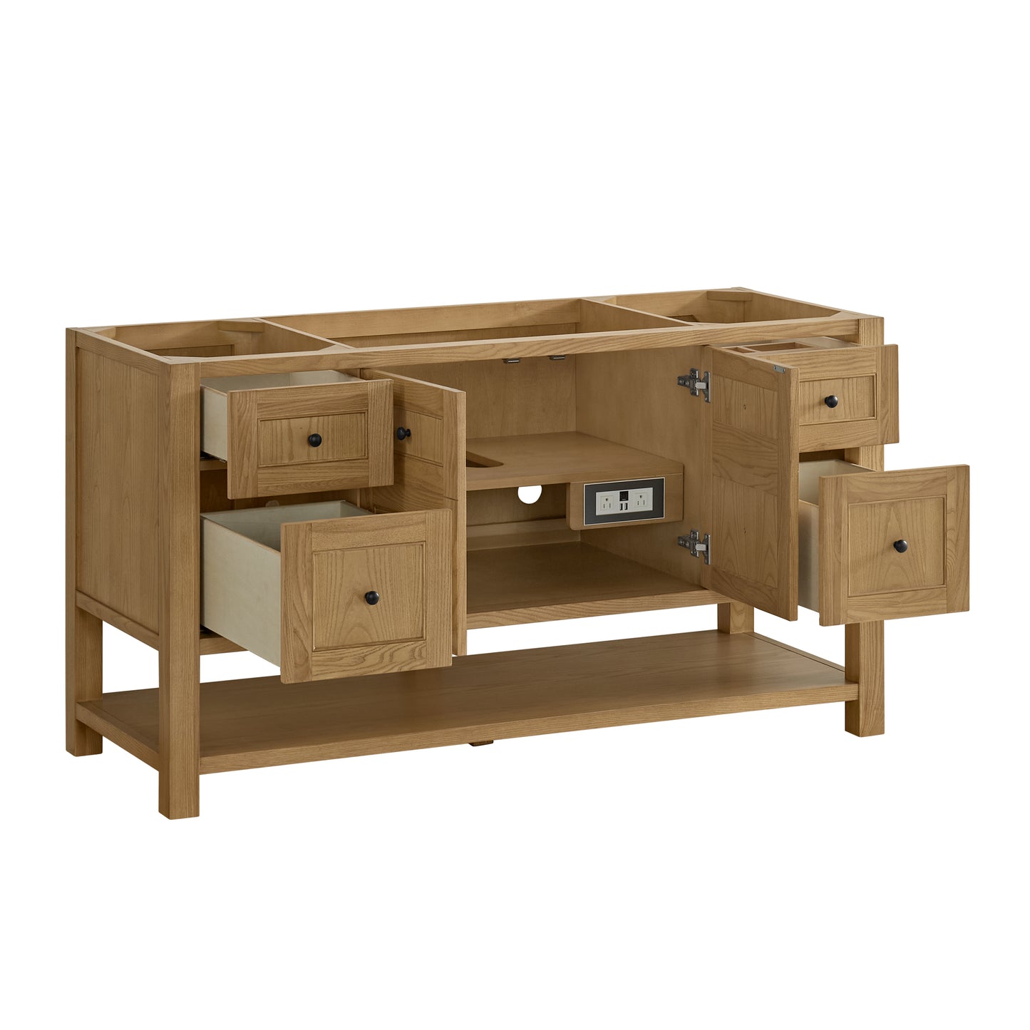 Renovate for Less Atlanta Breckenridge 60" Single Vanity, Light Natural Oak, w/ 3 CM Tajnar Eclos Top w/FreePower Wireless Charger