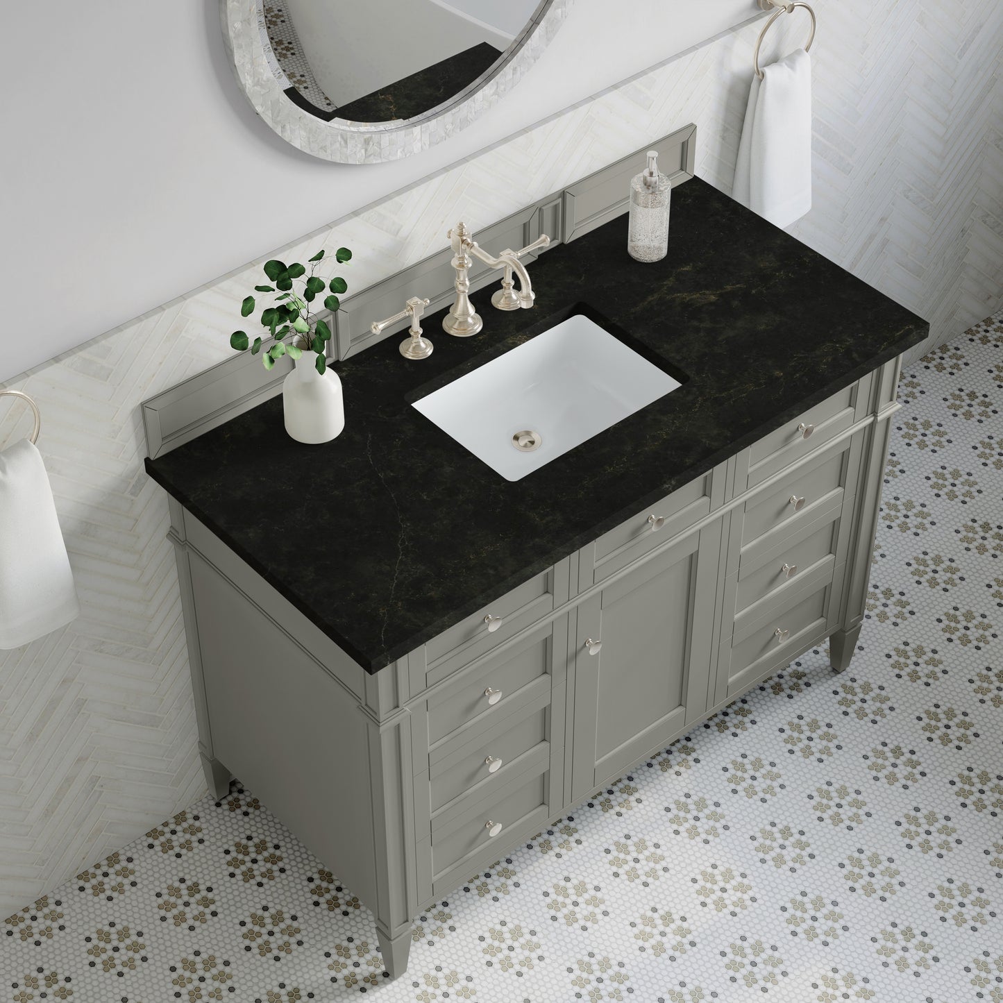 Renovate for Less Atlanta Brittany 48" Single Vanity, Urban Gray, w/ 3 CM Phantome Eclos Top