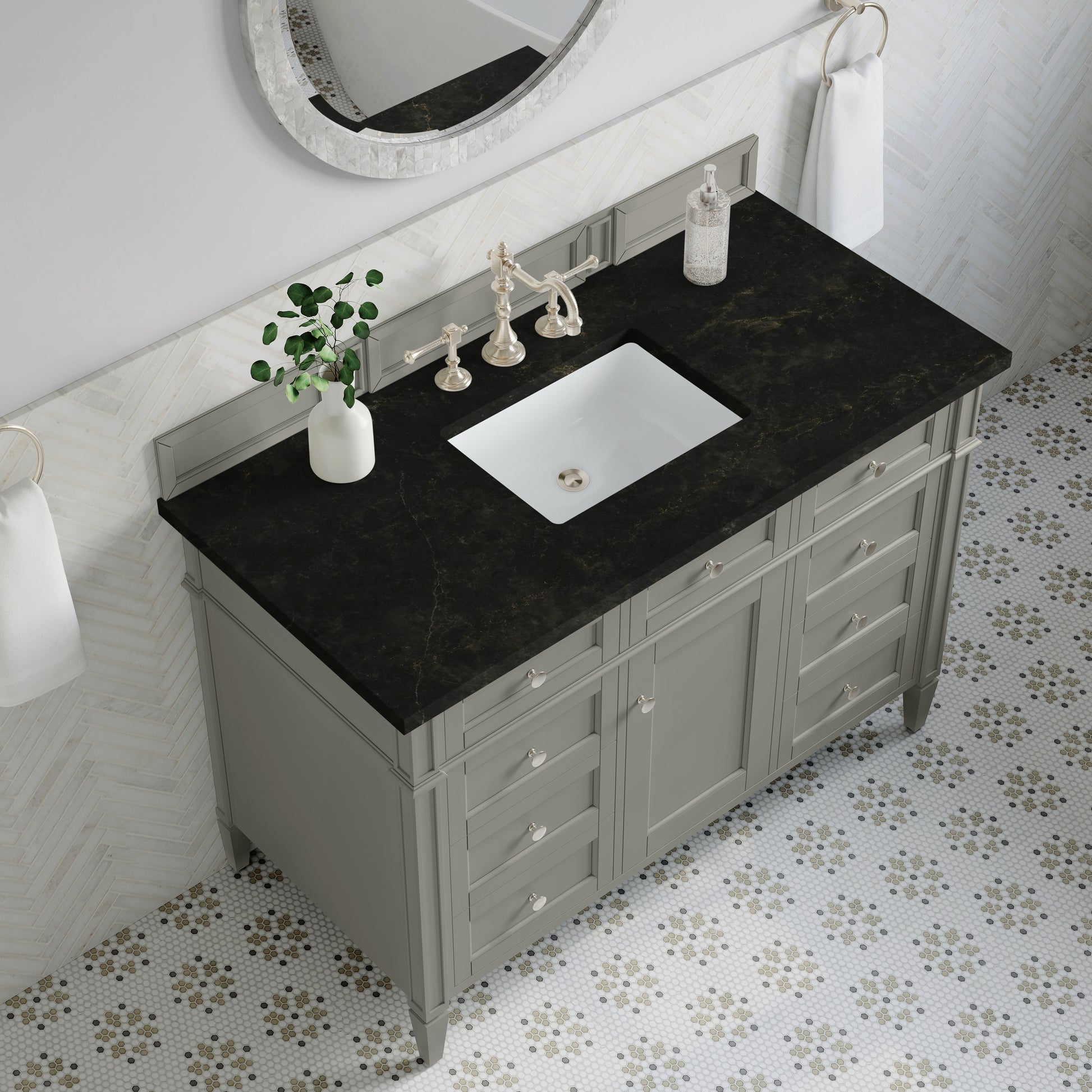 Renovate for Less Atlanta Brittany 48" Single Vanity, Urban Gray, w/ 3 CM Phantome Eclos Top