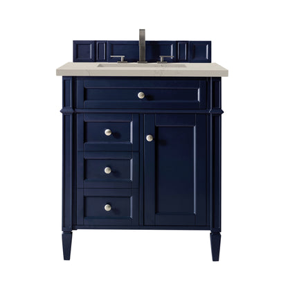 Renovate for Less Atlanta Brittany 30" Single Vanity, Victory Blue, w/ 3 CM Siberian Silestone Top