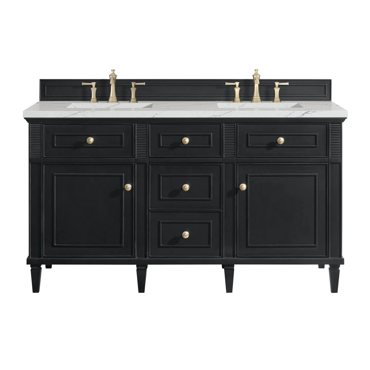 Lorelai 60" Double Vanity, Black Onyx w/ 3 CM Ethereal Noctis Silestone Top w/FreePower Wireless Charger