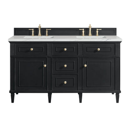 Lorelai 60" Double Vanity, Black Onyx w/ 3 CM Ethereal Noctis Silestone Top w/FreePower Wireless Charger