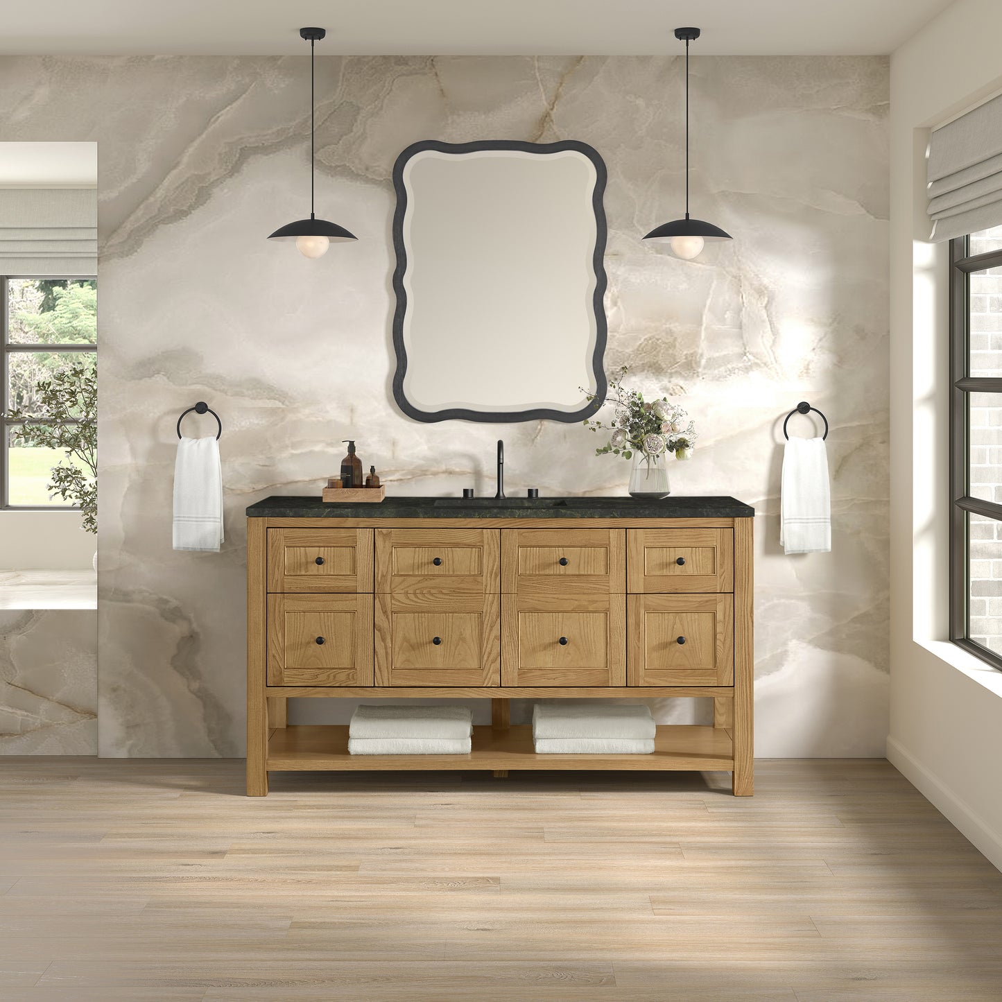 Renovate for Less Atlanta Breckenridge 60" Single Vanity, Light Natural Oak, w/ 3 CM Phantome Eclos Top