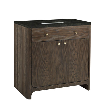 Renovate for Less Atlanta Gracyn 36" Single Vanity, Sable, w/ 3 CM Phantome Eclos Widespread Top