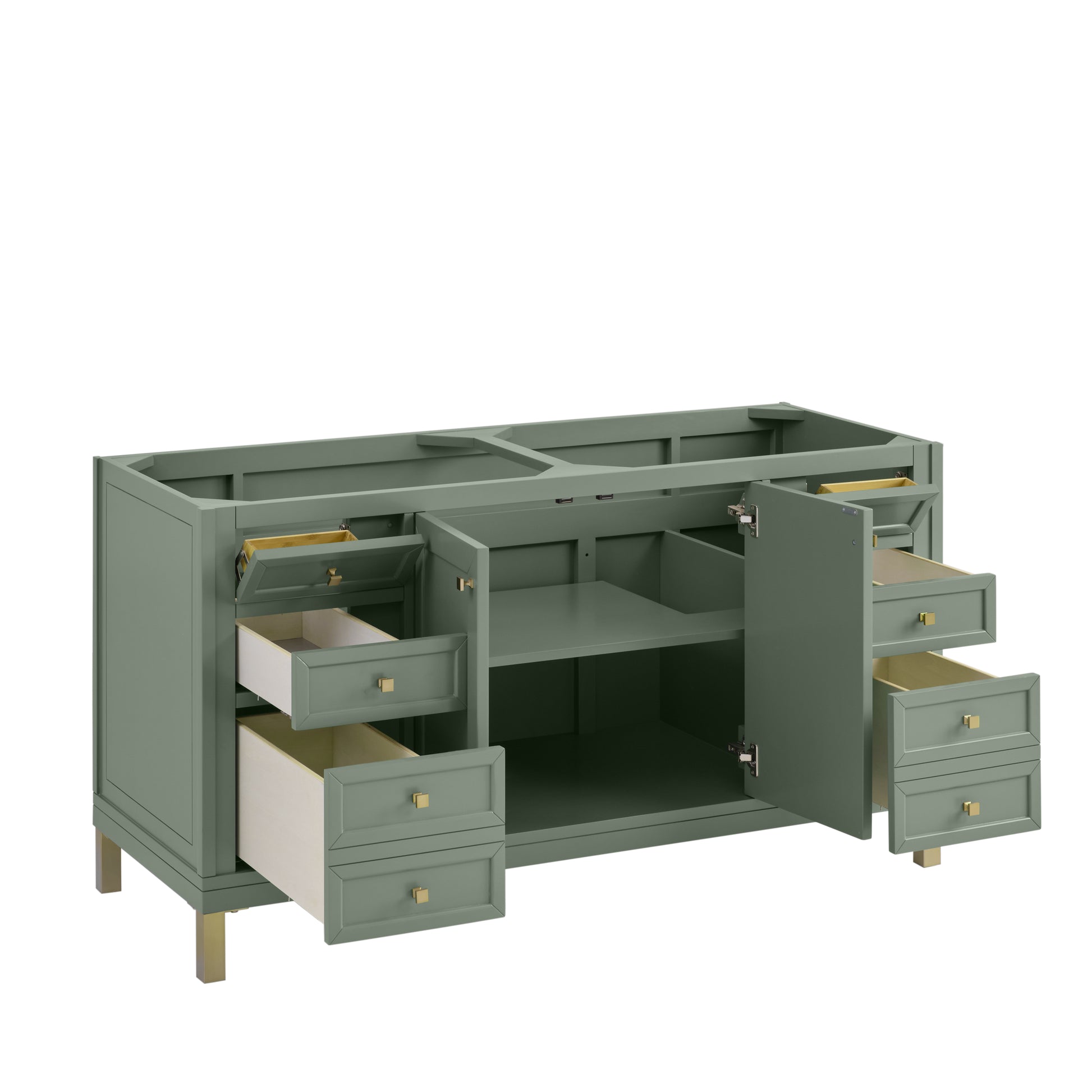 Renovate for Less Atlanta Chicago 60" Double Vanity, Smokey Celadon, w/ 3 CM Carrara Marble Top