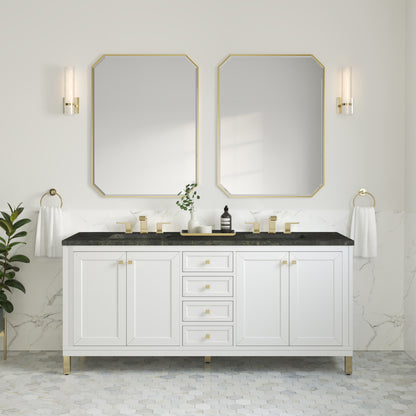 Renovate for Less Atlanta Chicago 72" Double Vanity, Glossy White, w/ 3 CM Phantome Eclos Top