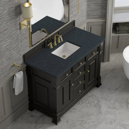 Brookfield 48" Single Vanity, Black Onyx w/3 CM Charcoal Soapstone Silestone Top
