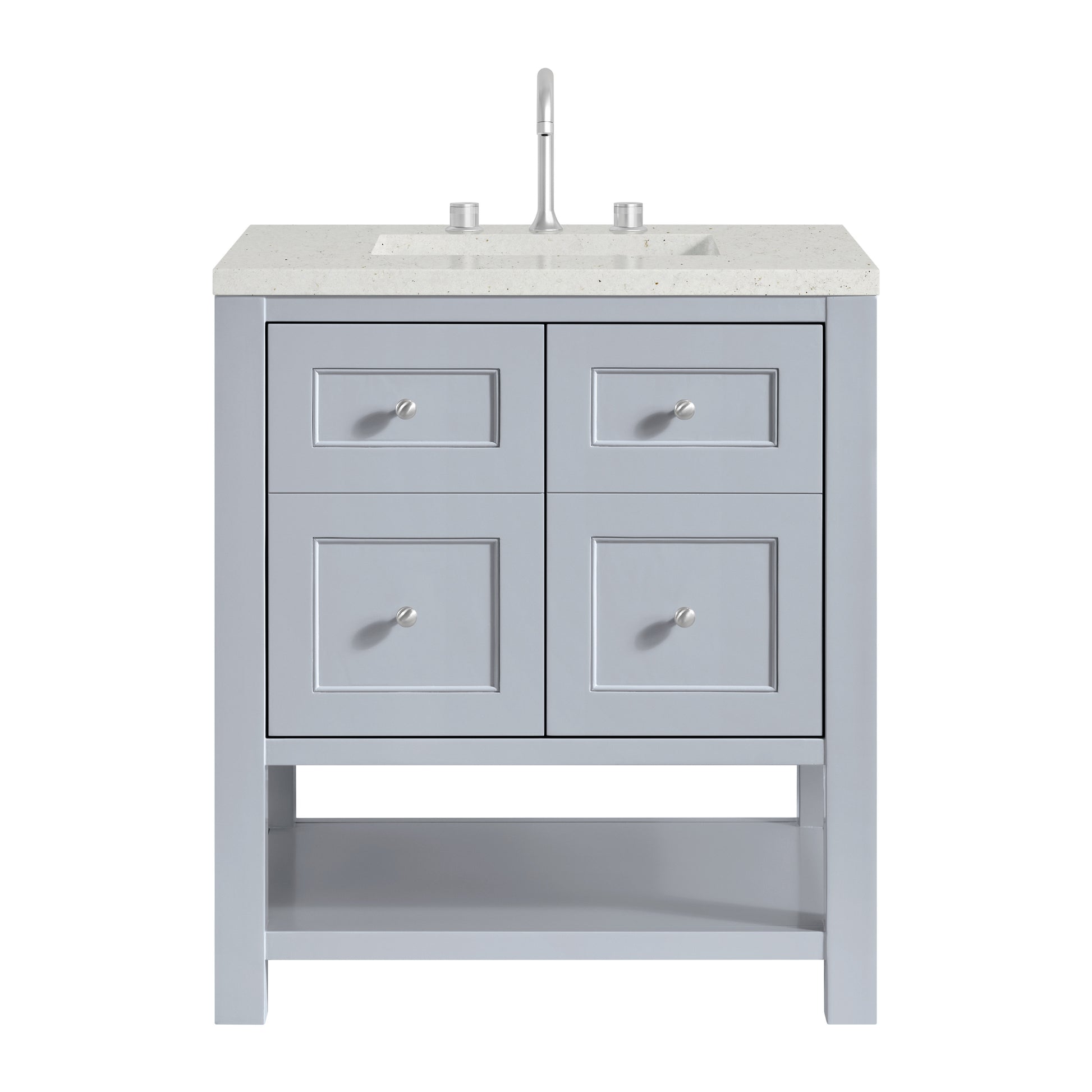 Renovate for Less Atlanta Breckenridge 30" Single Vanity, Serenity Blue, w/ 3 CM Lime Delight Quartz Top