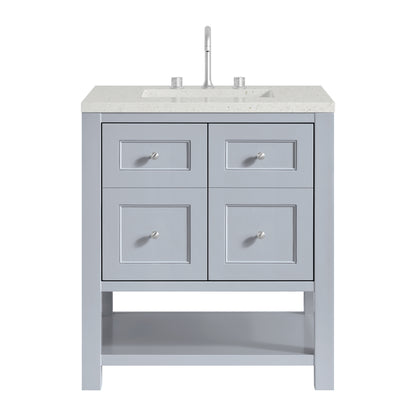 Renovate for Less Atlanta Breckenridge 30" Single Vanity, Serenity Blue, w/ 3 CM Lime Delight Quartz Top